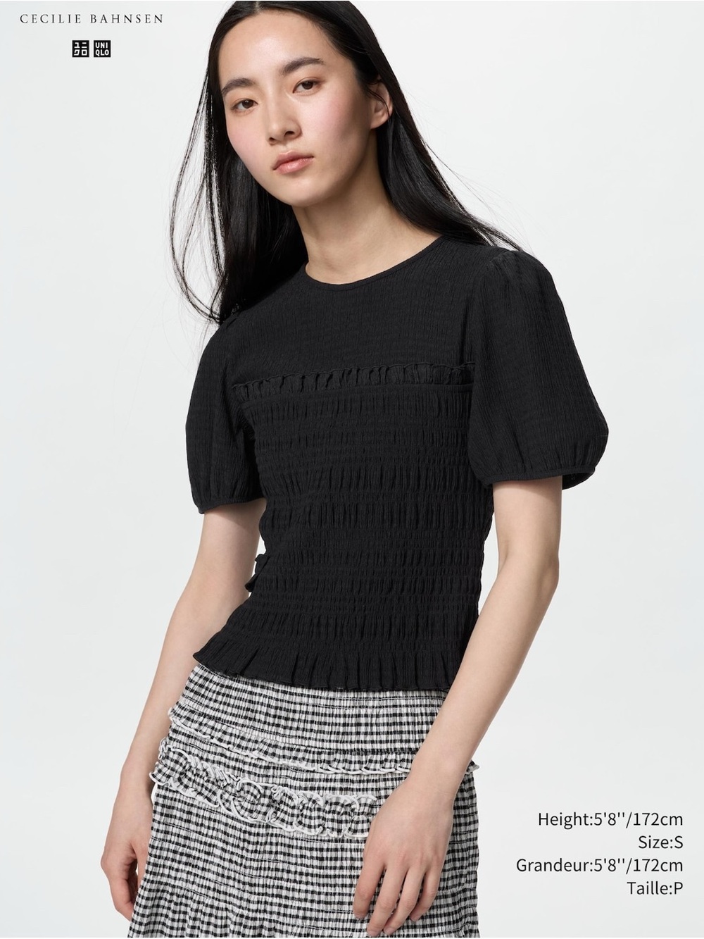 Uniqlo Cecilie Bahnsen NWT Black puff-sleeve blouse size M